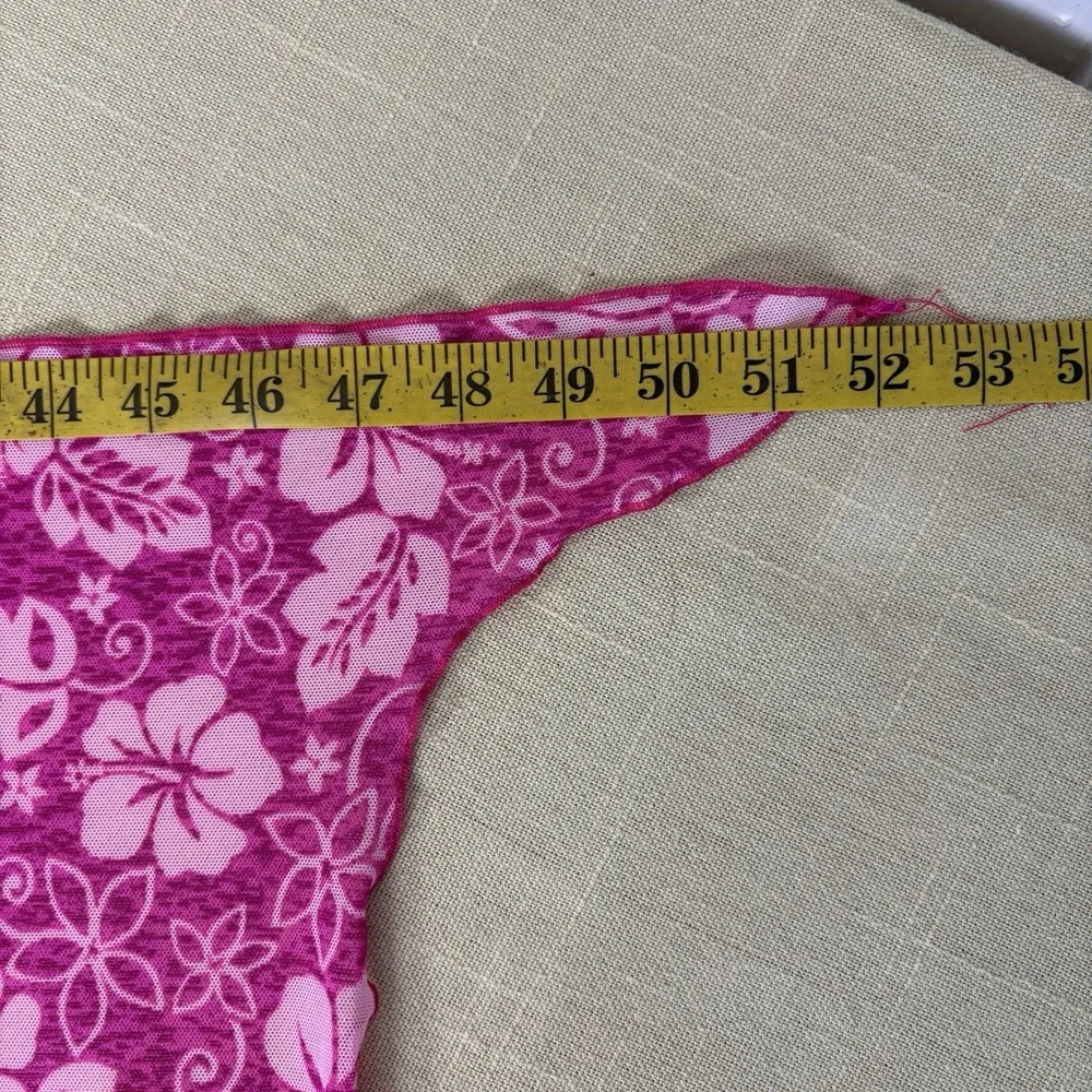 2000s Hot Pink Hawaiian Semi-Sheer Sarong Swim Coverup Tie Pool Swim Y2K OS